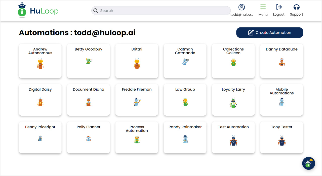screenshot-huloop-v5-managing-automations Simplified Organizational Structure for Managing Automations