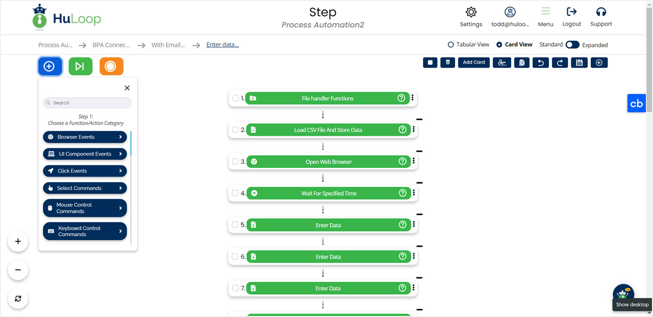 screenshot-huloop-v5-automation-design Visual, Plain English, No-Code Capabilities for Automation Design