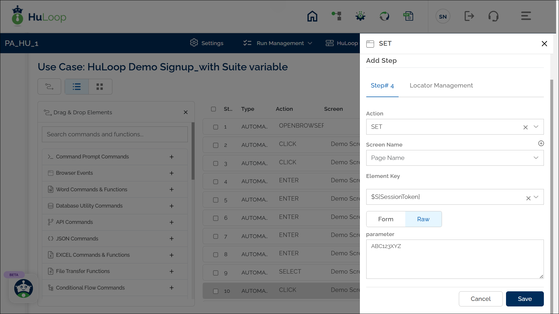 Define a Suite-level Variable: List View