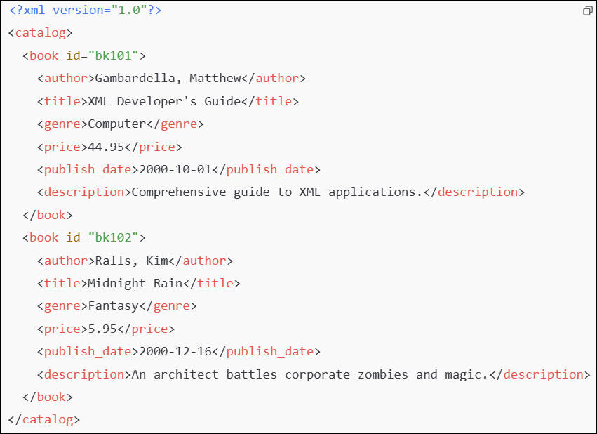 Sample XML Data