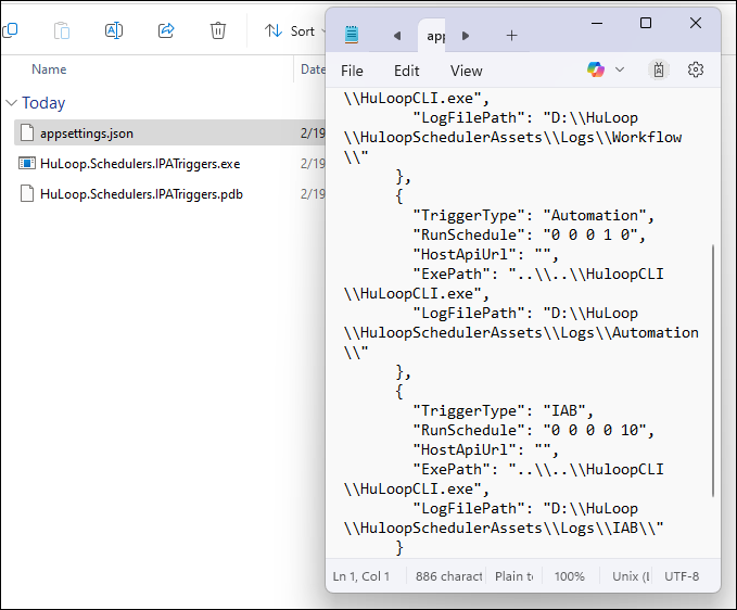 Scheduler configuration and executable files