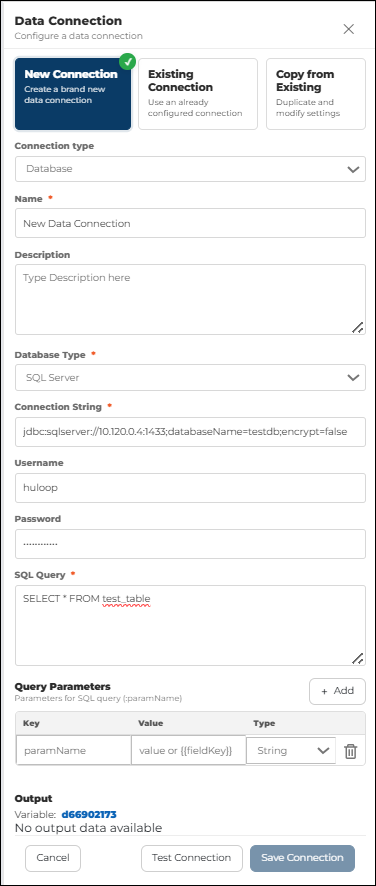 Creating a New Database Connection