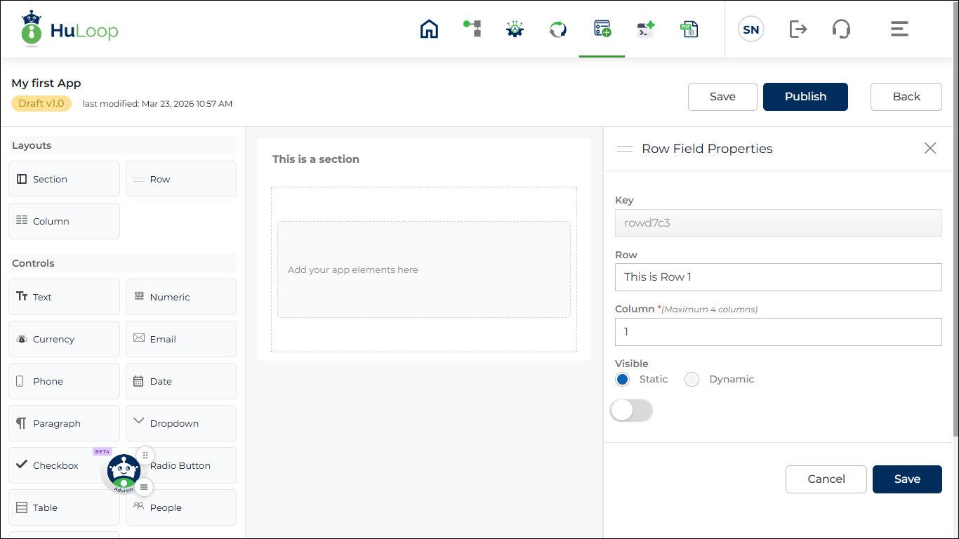 Configure Row Properties