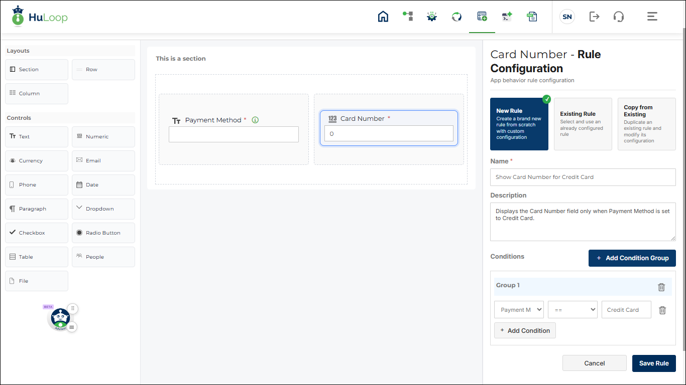 Configuring a New Rule