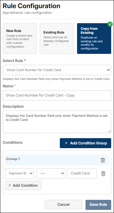Copy a Rule from an existing rule